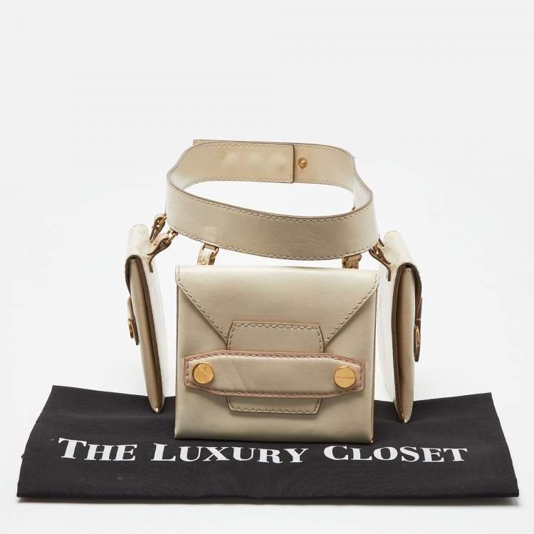 Pre Owned Stella McCartney Beige Faux Leather Utility Belt Bag