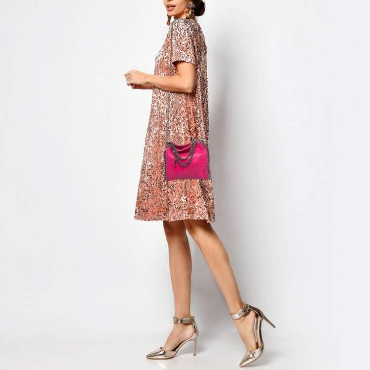 Pre Owned Stella McCartney Pink Faux Suede Tiny Falabella Tote