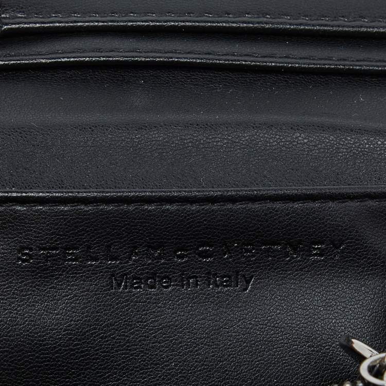 Pre Owned Stella McCartney Black Faux Leather Falabella Trifold Wallet