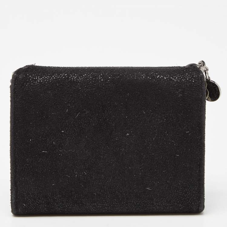 Pre Owned Stella McCartney Black Faux Leather Falabella Trifold Wallet
