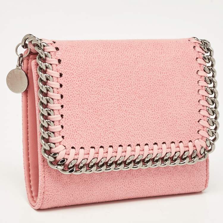 Pre Owned Stella McCartney Pink Faux Leather Falabella Compact Wallet