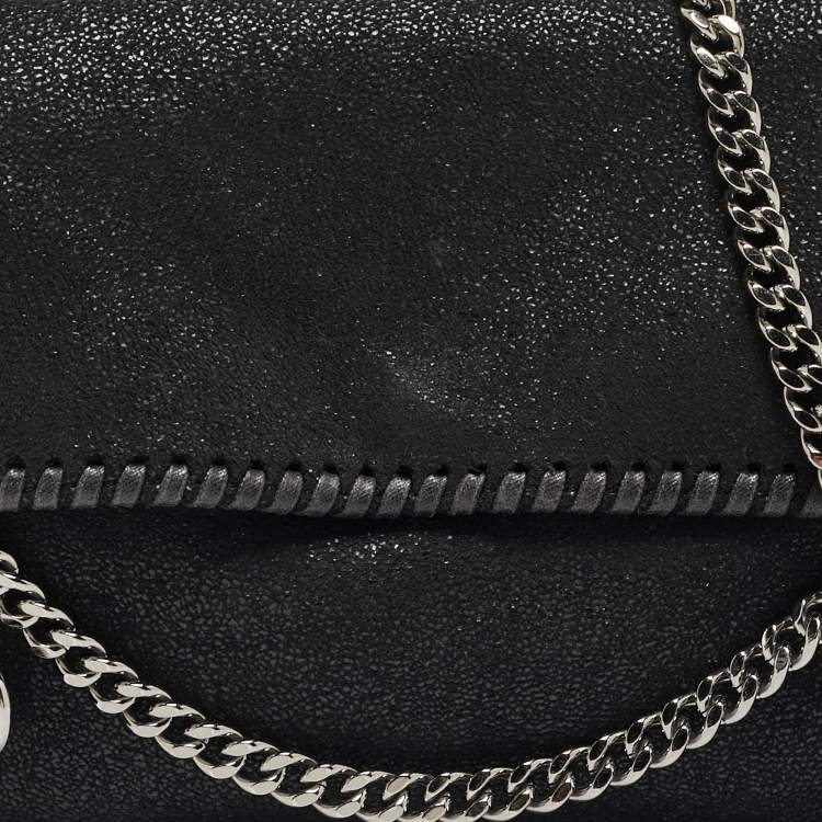 Pre Owned Stella McCartney Black Faux Leather Falabella Flap Shoulder Bag