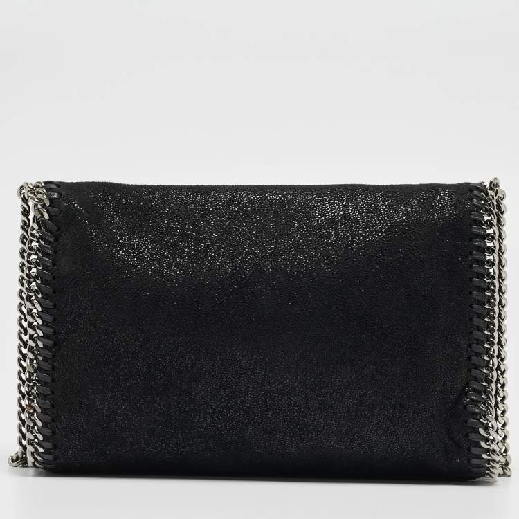 Pre Owned Stella McCartney Black Faux Leather Falabella Flap Shoulder Bag