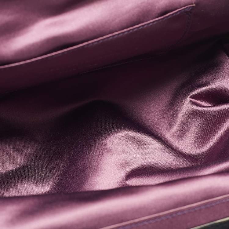 Pre Owned Stella McCartney Purple Ruffle Faux Leather Kisslock Chain Bag