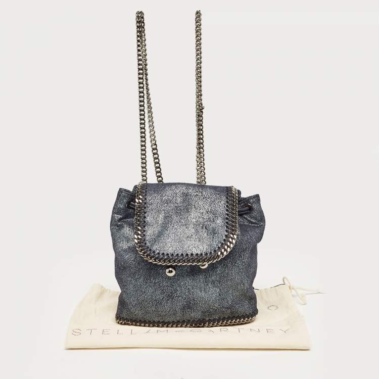 Pre Owned Stella McCartney Blue Faux Leather Falabella Backpack