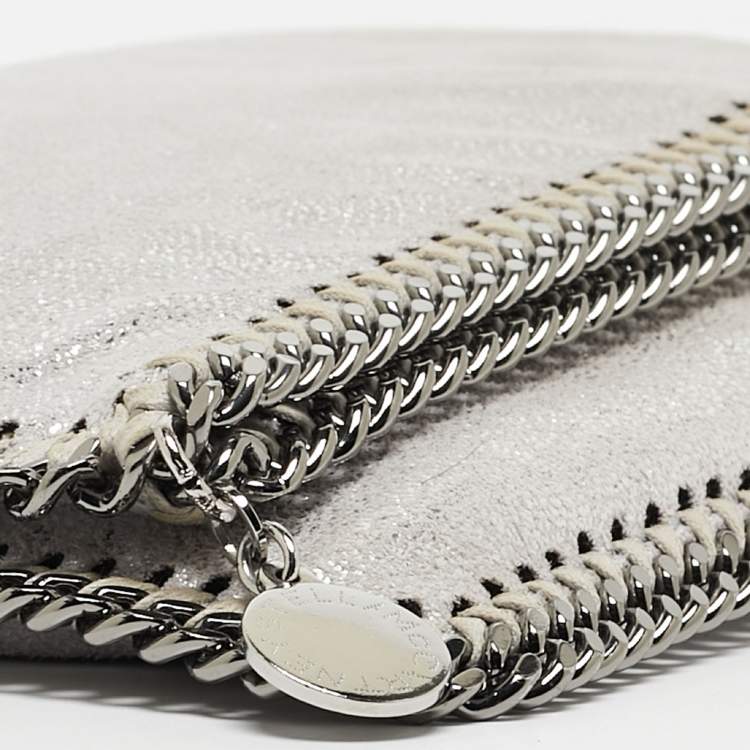 Pre Owned Stella McCartney Silver Faux Leather Falabella Fold-Over Clutch