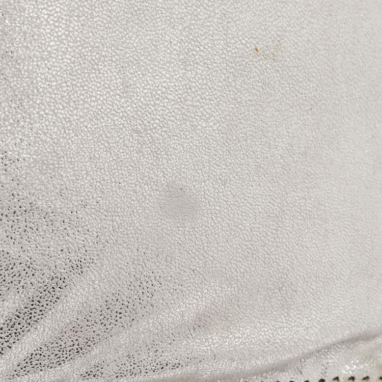 Pre Owned Stella McCartney Silver Faux Leather Falabella Fold-Over Clutch
