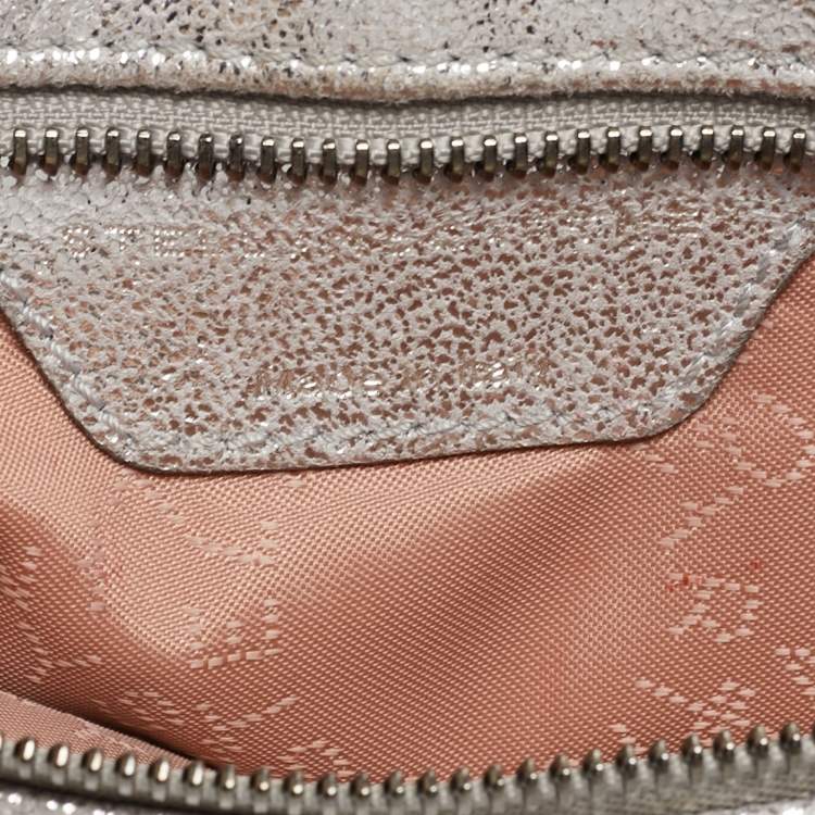 Pre Owned Stella McCartney Silver Faux Leather Falabella Fold-Over Clutch