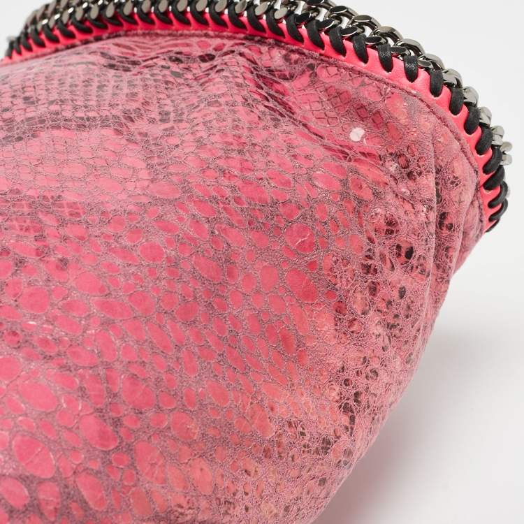 Pre Owned Stella McCartney Pink Faux Python Leather Small Falabella Tote
