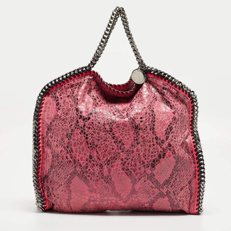 Pre Owned Stella McCartney Pink Faux Python Leather Small Falabella Tote