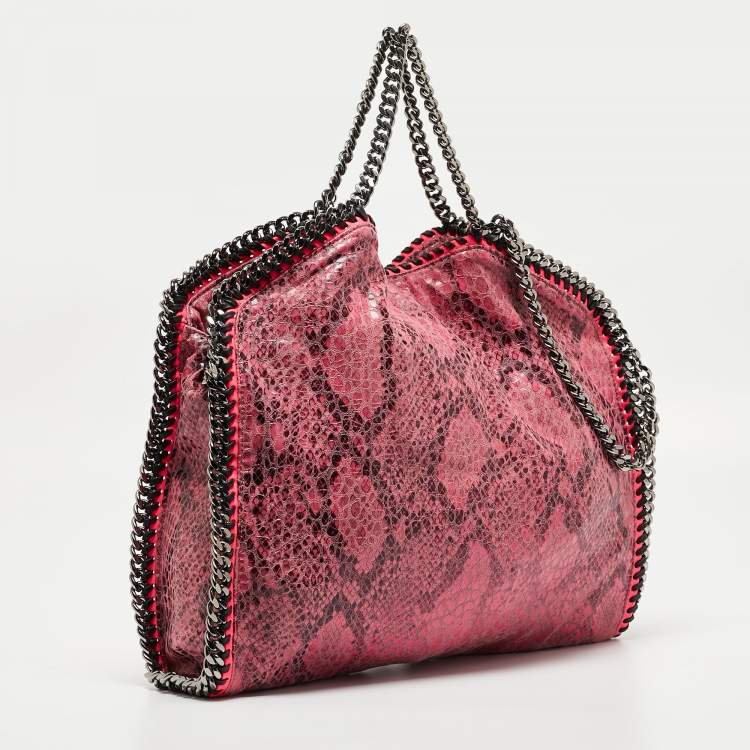Pre Owned Stella McCartney Pink Faux Python Leather Small Falabella Tote