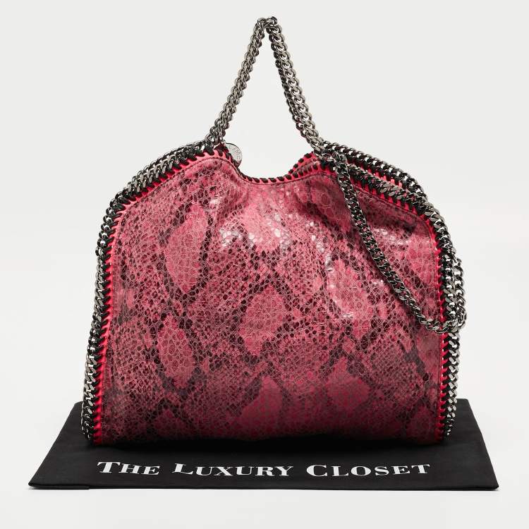 Pre Owned Stella McCartney Pink Faux Python Leather Small Falabella Tote
