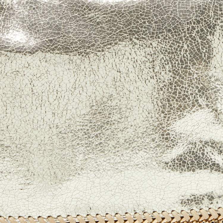 Pre Owned Stella McCartney Gold Crackled Faux Leather Falabella Fold-Over Clutch