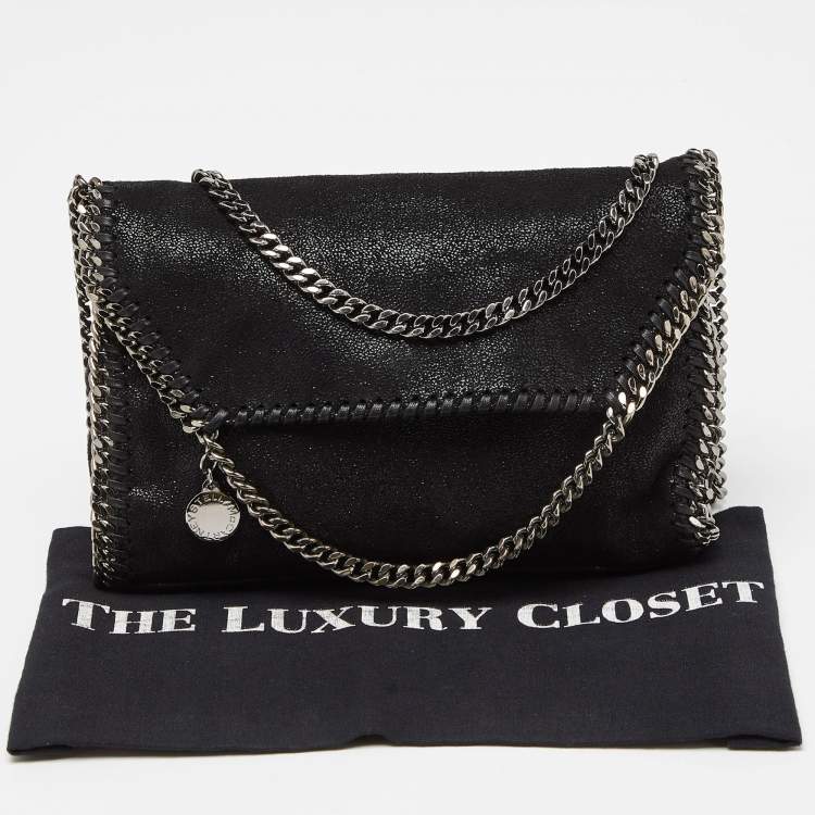 Pre Owned Stella McCartney Black Faux Leather Falabella Flap Shoulder Bag