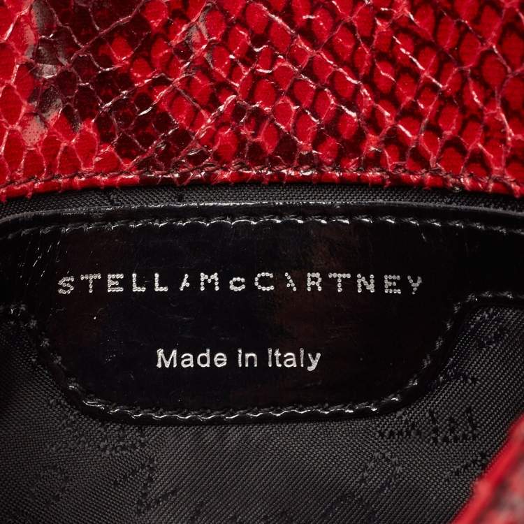 Pre Owned Stella McCartney Red/Black Python Embossed Faux Leather Falabella Flap Crossbody Bag