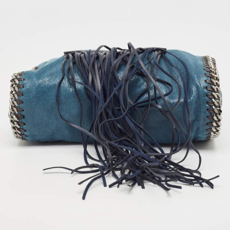 Pre Owned Stella McCartney Two Tone Blue Faux Leather Mini Falabella Tote