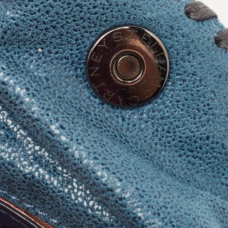 Pre Owned Stella McCartney Two Tone Blue Faux Leather Mini Falabella Tote