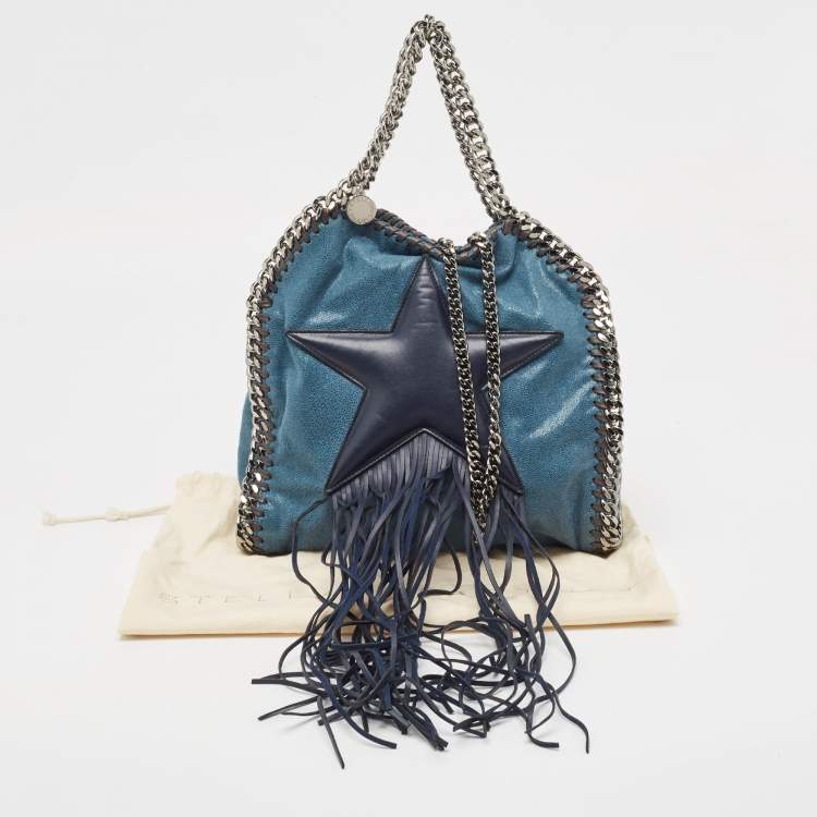 Pre Owned Stella McCartney Two Tone Blue Faux Leather Mini Falabella Tote