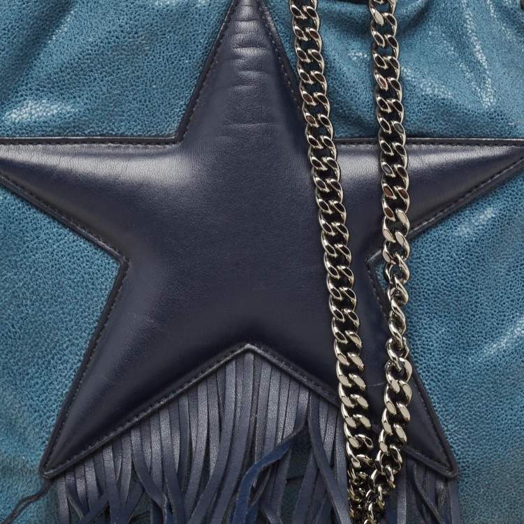 Pre Owned Stella McCartney Two Tone Blue Faux Leather Mini Falabella Tote