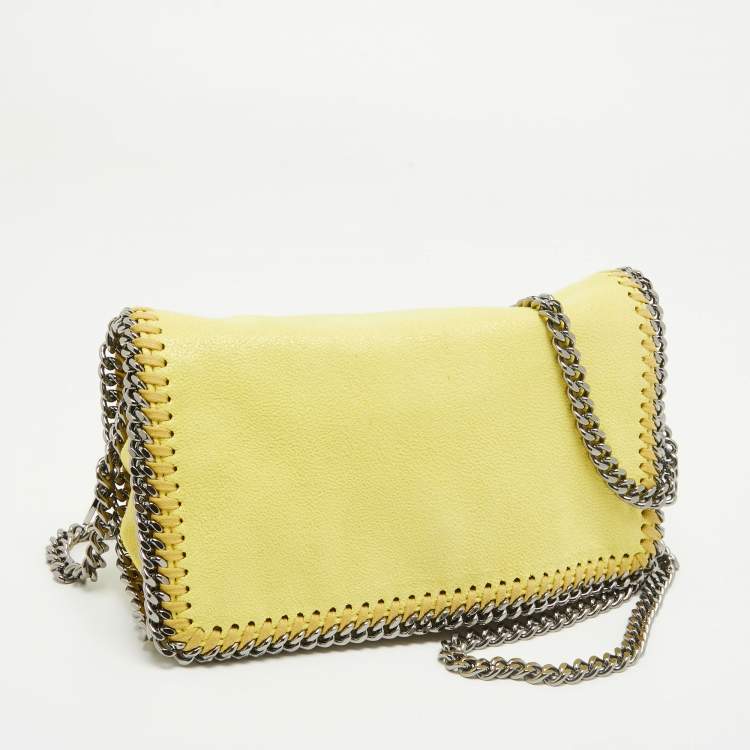 Pre Owned Stella McCartney Yellow Faux Suede Falabella Flap Crossbody Bag