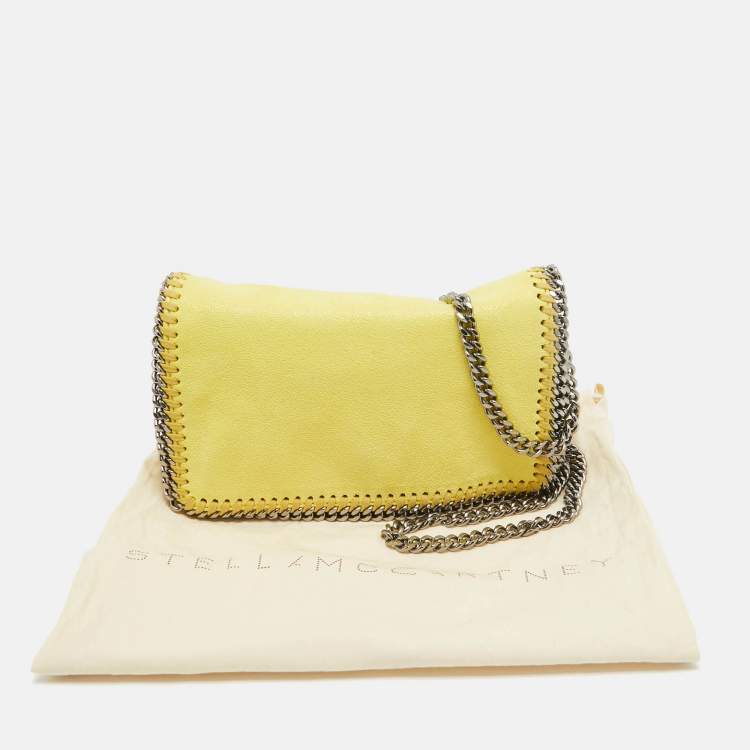 Pre Owned Stella McCartney Yellow Faux Suede Falabella Flap Crossbody Bag