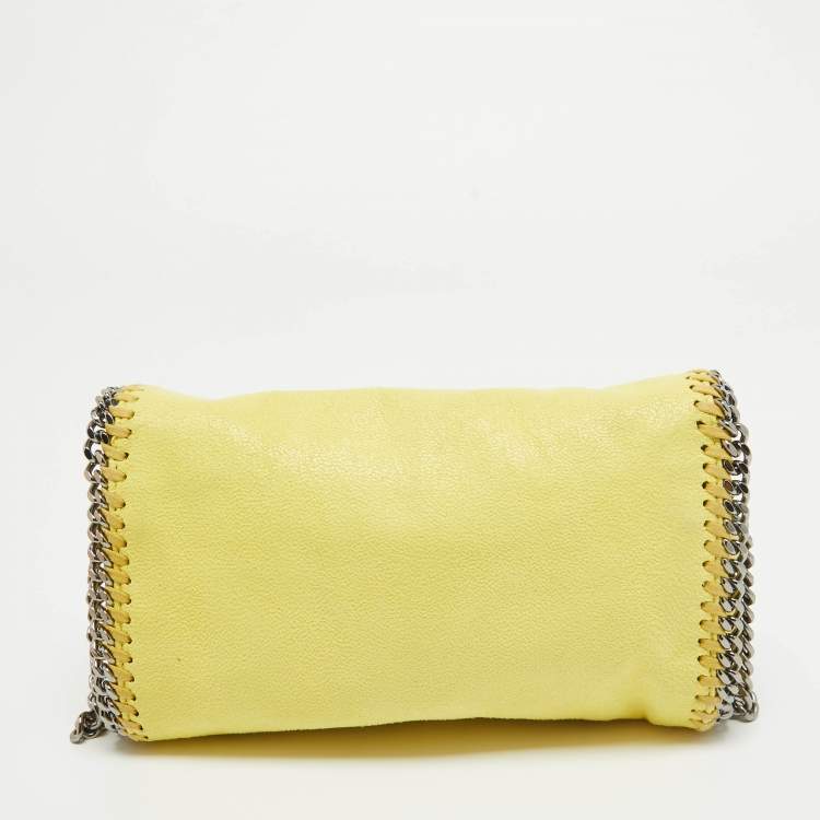 Pre Owned Stella McCartney Yellow Faux Suede Falabella Flap Crossbody Bag