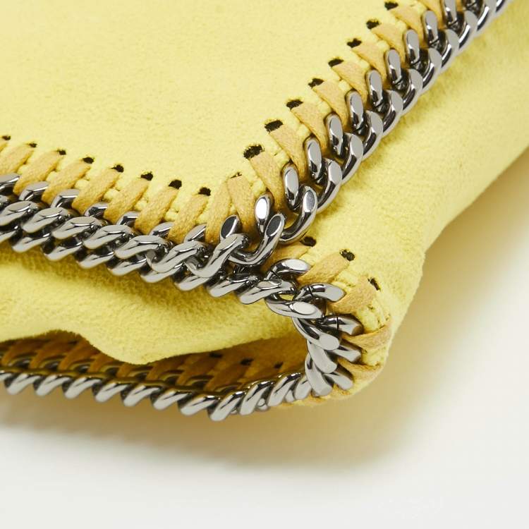 Pre Owned Stella McCartney Yellow Faux Suede Falabella Flap Crossbody Bag