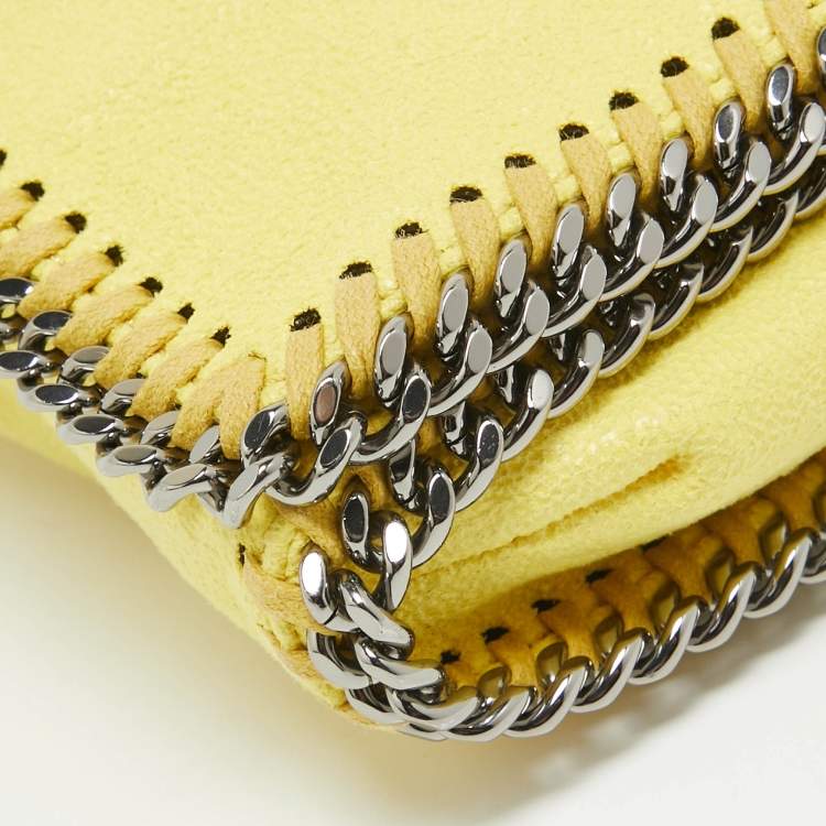 Pre Owned Stella McCartney Yellow Faux Suede Falabella Flap Crossbody Bag