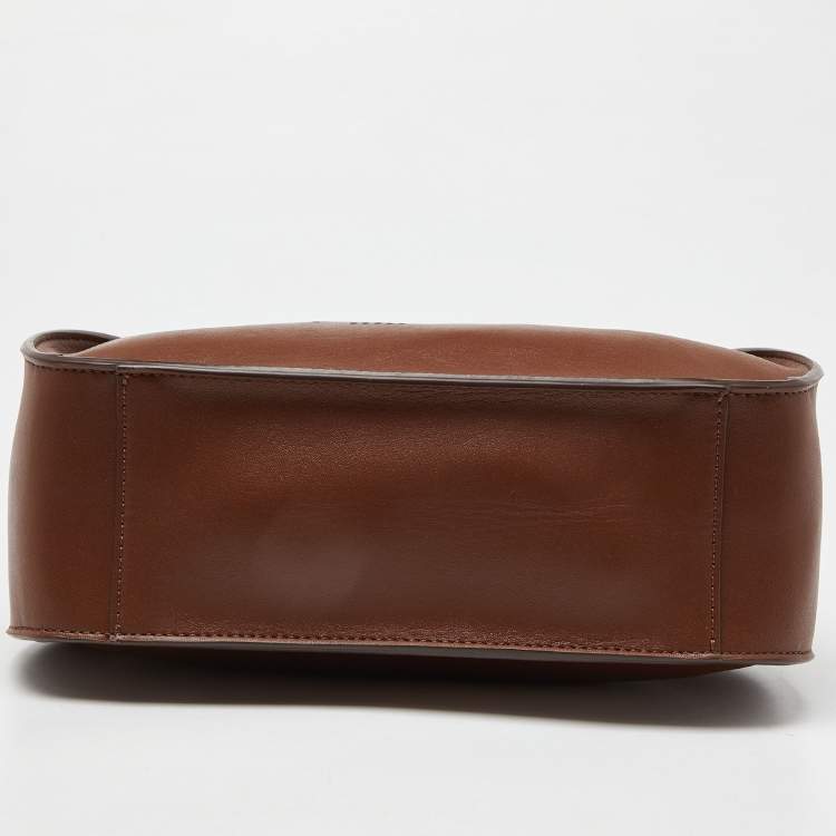 Pre Owned Stella McCartney Brown Faux Leather Stella Logo Crossbody Bag