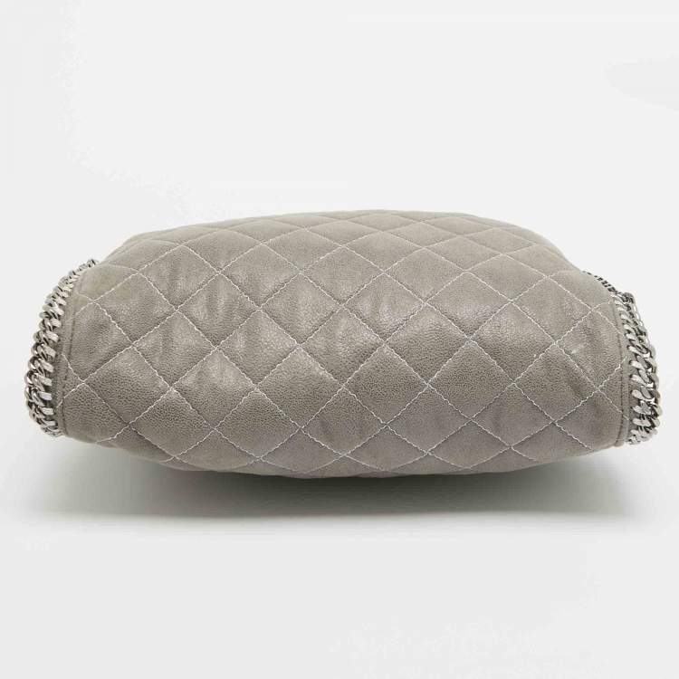 Pre Owned Stella McCartney Grey Quilted Faux Suede Falabella Tote