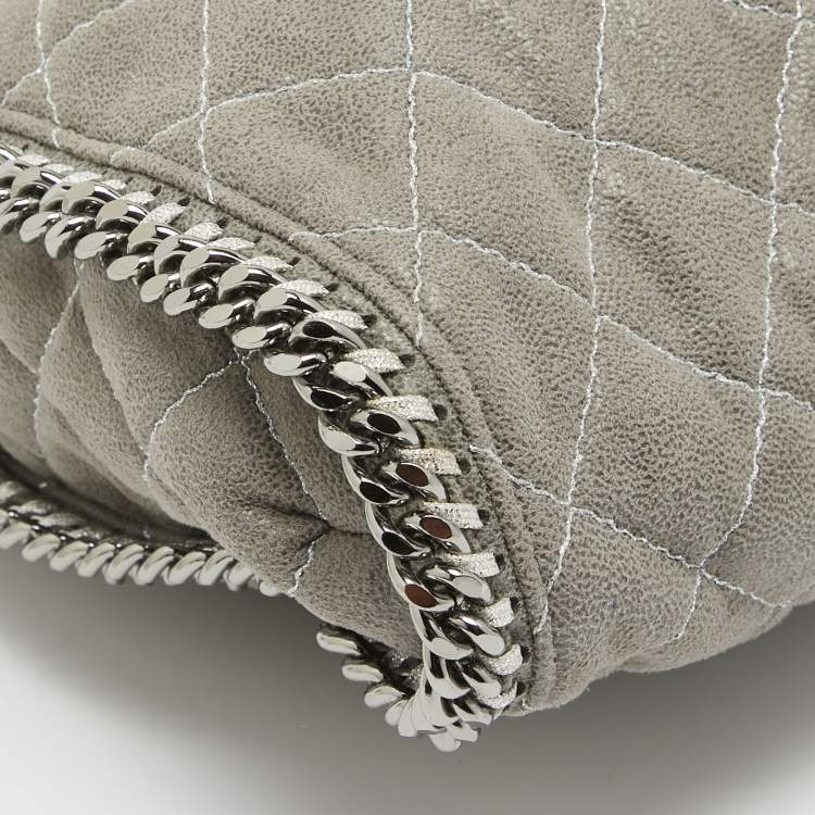 Pre Owned Stella McCartney Grey Quilted Faux Suede Falabella Tote