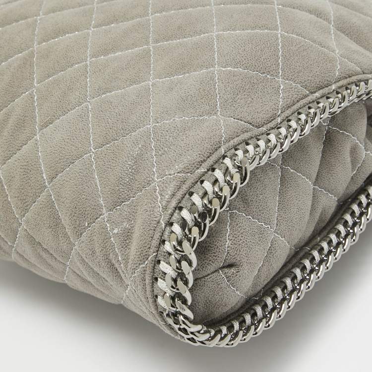 Pre Owned Stella McCartney Grey Quilted Faux Suede Falabella Tote