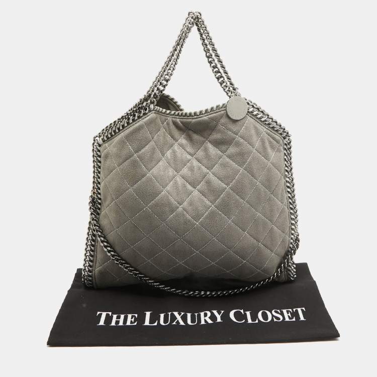 Pre Owned Stella McCartney Grey Quilted Faux Suede Falabella Tote