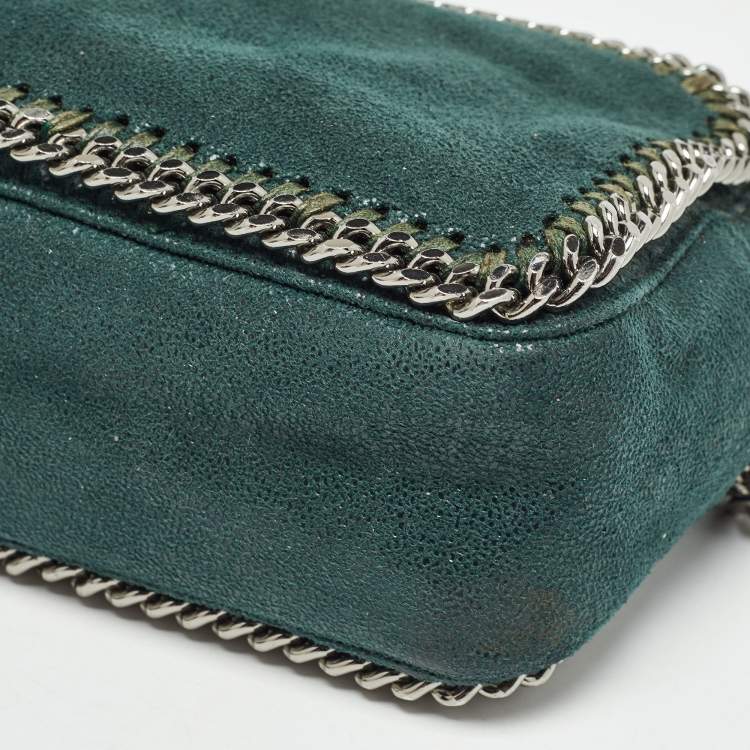 Pre Owned Stella McCartney Dark Green Faux Suede Falabella Camera Bag