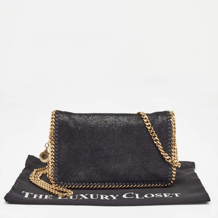 Pre Owned Stella McCartney Black Faux Leather Falabella Flap Crossbody Bag