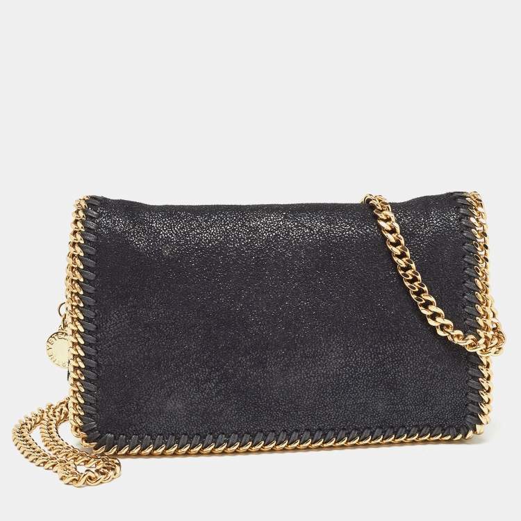 Pre Owned Stella McCartney Black Faux Leather Falabella Flap Crossbody Bag
