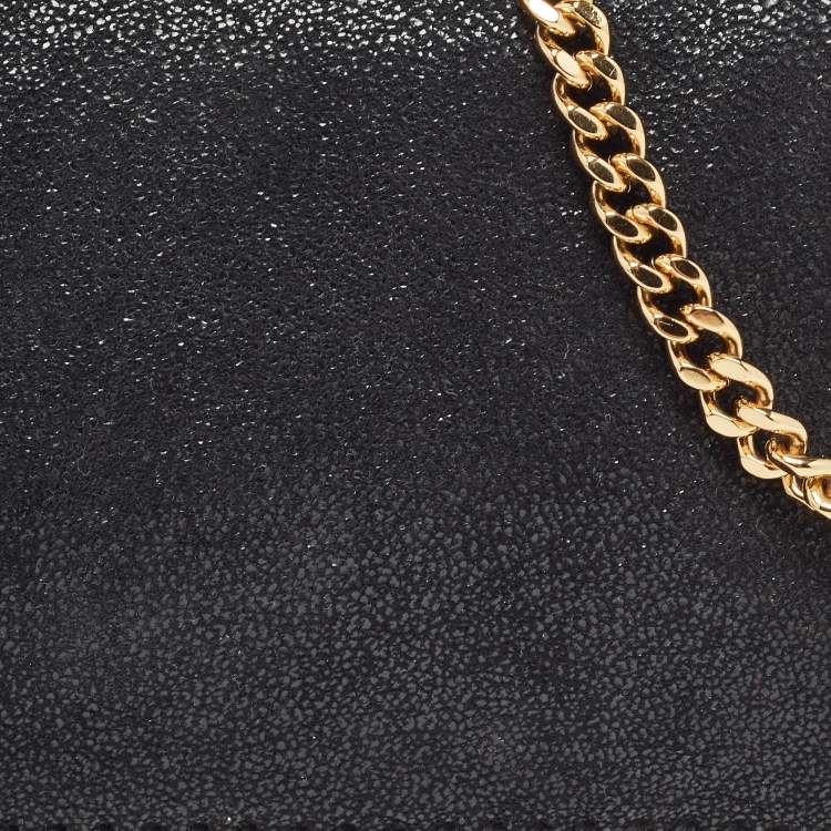 Pre Owned Stella McCartney Black Faux Leather Falabella Flap Crossbody Bag