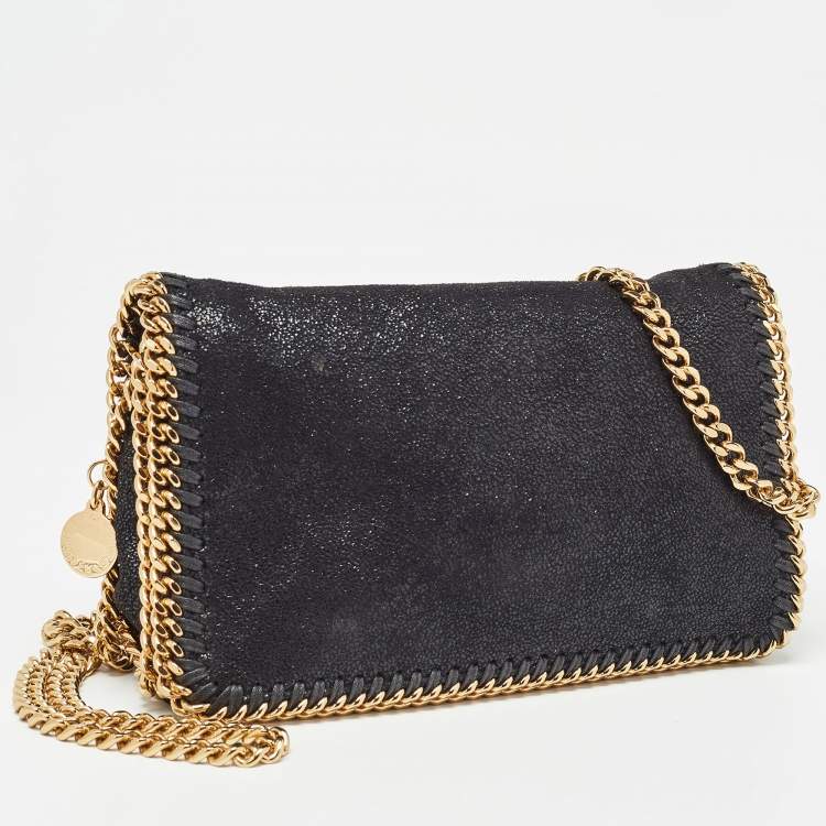 Pre Owned Stella McCartney Black Faux Leather Falabella Flap Crossbody Bag