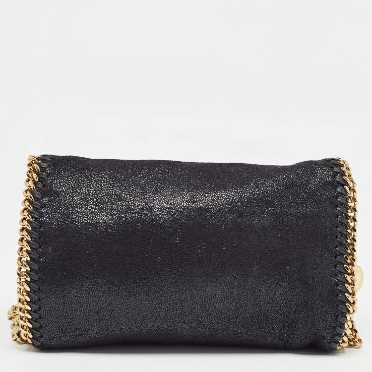 Pre Owned Stella McCartney Black Faux Leather Falabella Flap Crossbody Bag