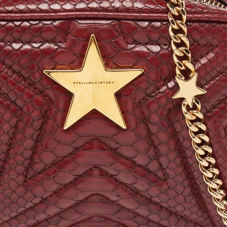 مملوكة مسبقًا Stella McCartney Burgundy Python Embossed Faux Leather Star Crossbody Bag