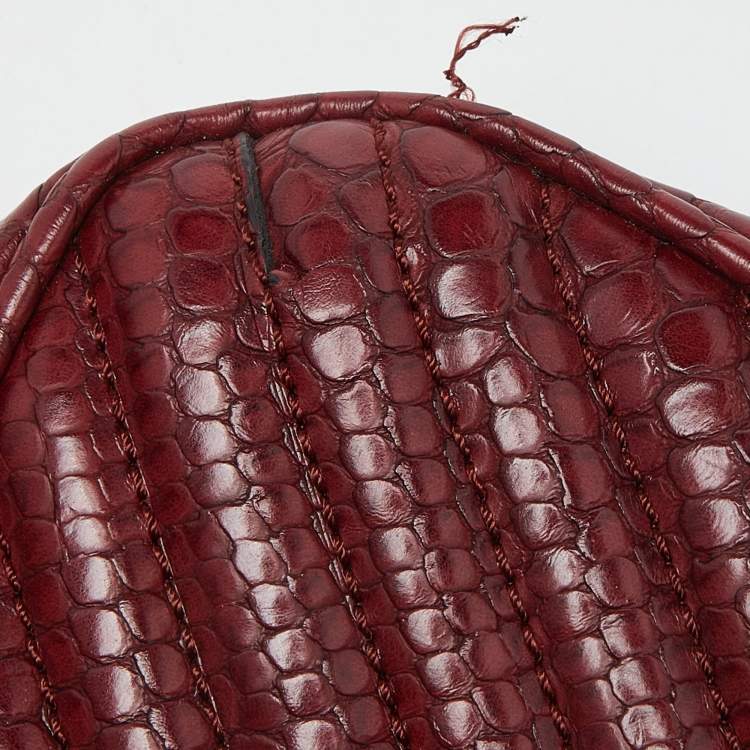 مملوكة مسبقًا Stella McCartney Burgundy Python Embossed Faux Leather Star Crossbody Bag