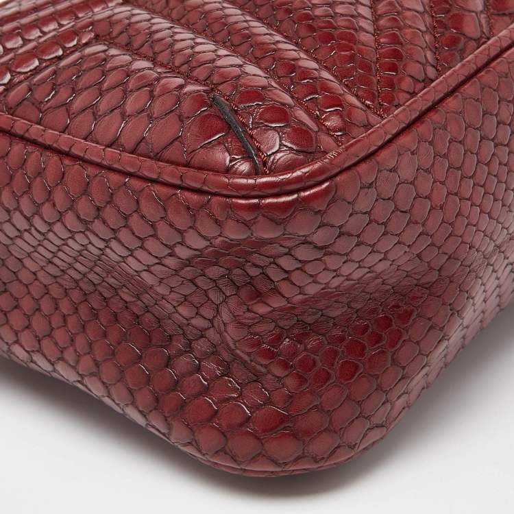 مملوكة مسبقًا Stella McCartney Burgundy Python Embossed Faux Leather Star Crossbody Bag