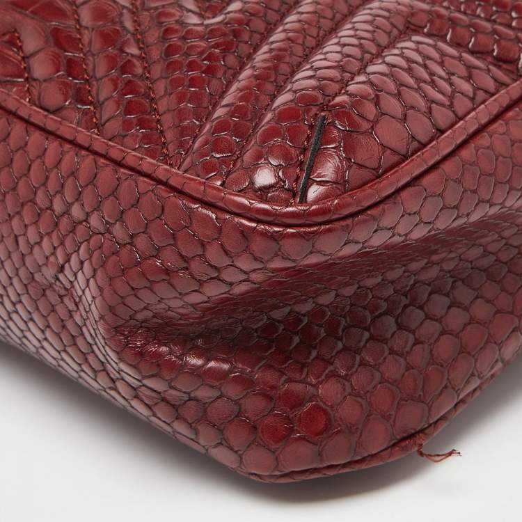 مملوكة مسبقًا Stella McCartney Burgundy Python Embossed Faux Leather Star Crossbody Bag