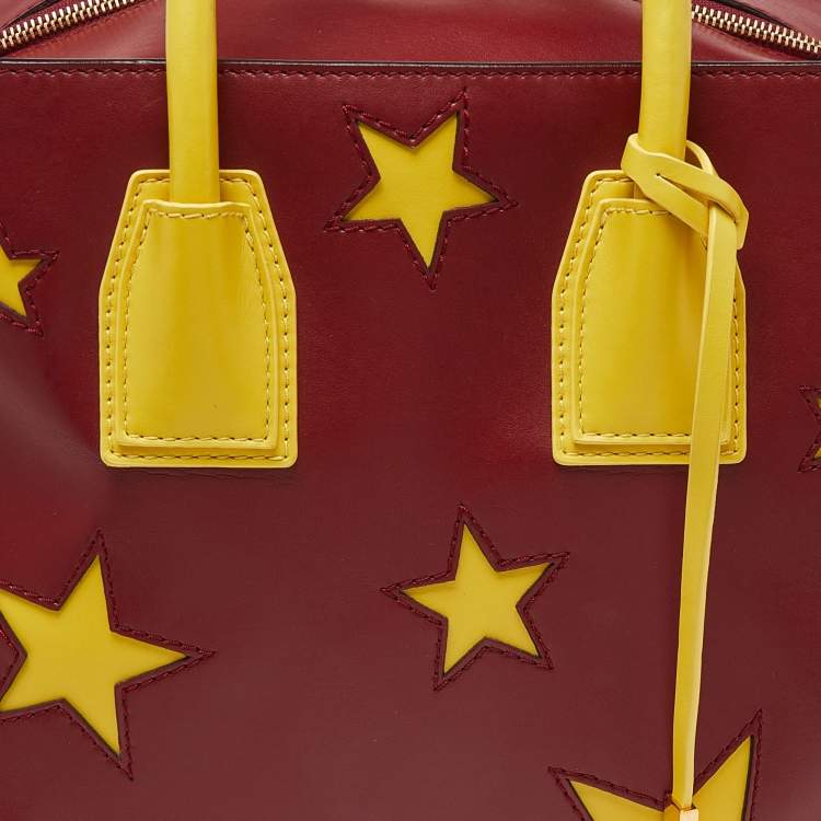 Pre Owned Stella McCartney Red/Yellow Faux Leather Zip Cavendish Tote