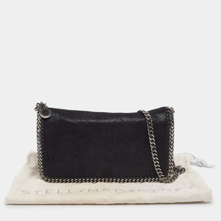Pre Owned Stella McCartney Black Faux Suede Falabella Flap Crossbody Bag