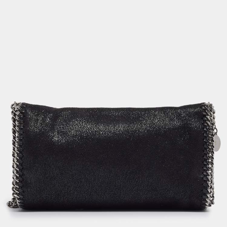Pre Owned Stella McCartney Black Faux Suede Falabella Flap Crossbody Bag