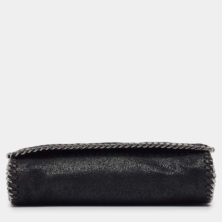 Pre Owned Stella McCartney Black Faux Suede Falabella Flap Crossbody Bag