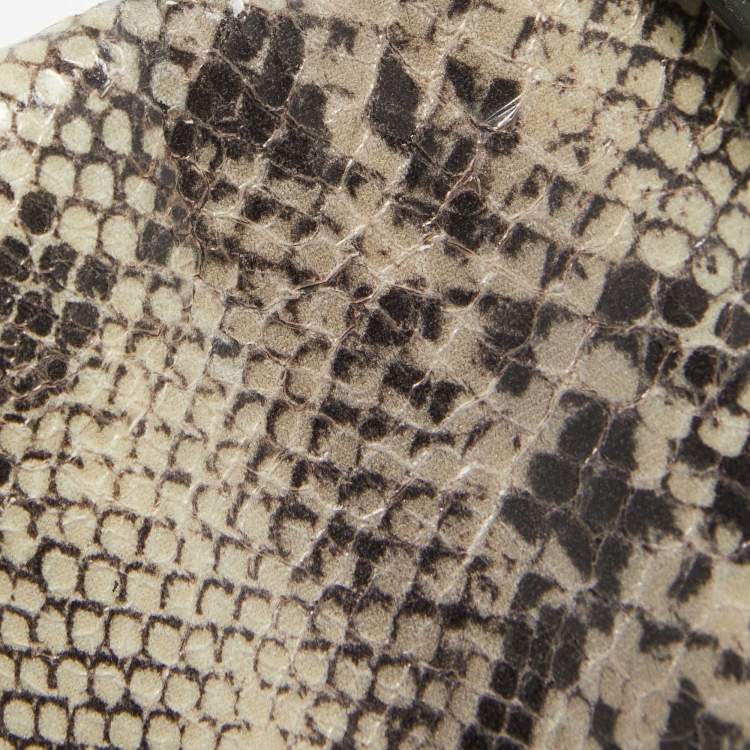 Pre Owned Stella McCartney Cream/Black Python Print Faux Leather Falabella Shoulder Bag