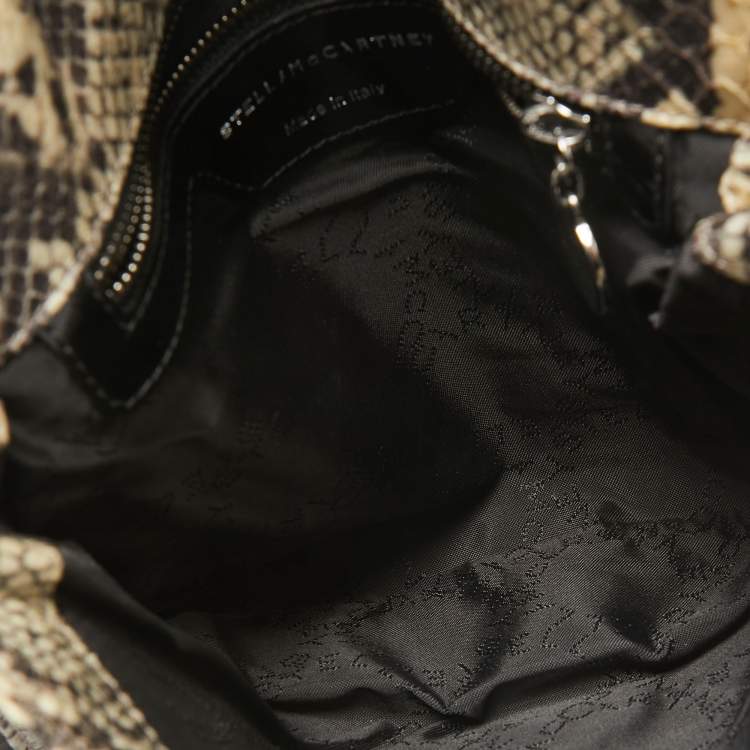 Pre Owned Stella McCartney Cream/Black Python Print Faux Leather Falabella Shoulder Bag