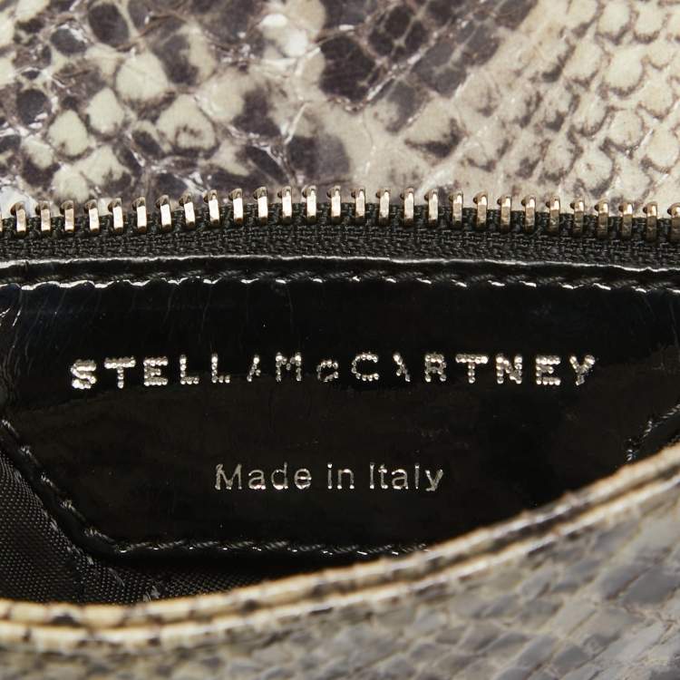 Pre Owned Stella McCartney Cream/Black Python Print Faux Leather Falabella Shoulder Bag